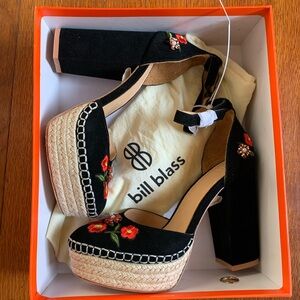 NIB Anthropologie Bill Blass Emma Embellished Platform Heels size 8